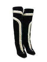 Metallic Snake Applique Suede Boots, 39 Accessory arcadeshops.com