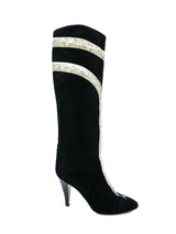 Metallic Snake Applique Suede Boots, 39 Accessory arcadeshops.com