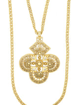 Layered Byzantine Cross Pendant Necklace Accessory arcadeshops.com