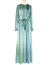 1970s Printed Velvet Maxi Dress Dress arcadeshops.com