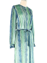 1970s Printed Velvet Maxi Dress Dress arcadeshops.com