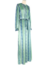 1970s Printed Velvet Maxi Dress Dress arcadeshops.com