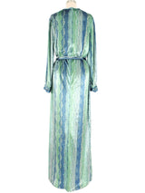 1970s Printed Velvet Maxi Dress Dress arcadeshops.com