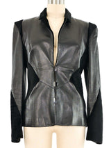 Thierry Mugler Tailored Fur Panel Leather Jacket Jacket arcadeshops.com