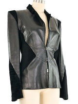 Thierry Mugler Tailored Fur Panel Leather Jacket Jacket arcadeshops.com