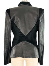 Thierry Mugler Tailored Fur Panel Leather Jacket Jacket arcadeshops.com