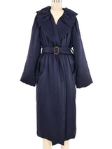 Lanvin Navy Satin Down Overcoat Jacket arcadeshops.com