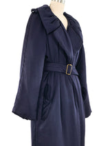 Lanvin Navy Satin Down Overcoat Jacket arcadeshops.com