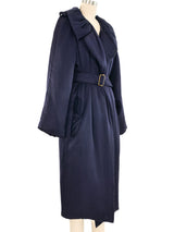 Lanvin Navy Satin Down Overcoat Jacket arcadeshops.com