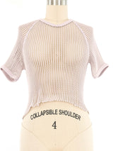 1970s Lavender Cropped Czech Mesh Military Tee Top arcadeshops.com