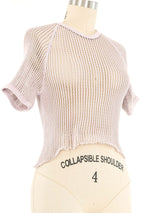 1970s Lavender Cropped Czech Mesh Military Tee Top arcadeshops.com