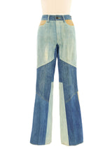 1970s Patchwork Denim and Suede Jeans Bottom arcadeshops.com