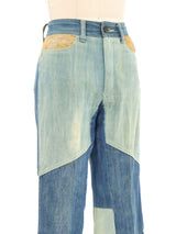1970s Patchwork Denim and Suede Jeans Bottom arcadeshops.com