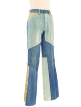 1970s Patchwork Denim and Suede Jeans Bottom arcadeshops.com
