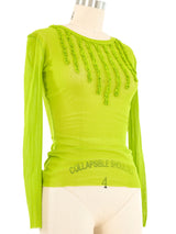 Jean Paul Gaultier Lime Ruffle Mesh Top Top arcadeshops.com