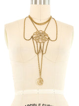 Multi Chain Floral Pendant Necklace Accessory arcadeshops.com