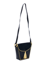 Paloma Picasso Metallic Whipstitch Leather Bag Accessory arcadeshops.com