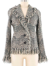 Missoni Grey Fringed Knit Cardigan Jacket arcadeshops.com