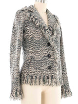 Missoni Grey Fringed Knit Cardigan Jacket arcadeshops.com