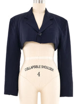 Yohji Yamamoto Navy Cropped Blazer Jacket arcadeshops.com