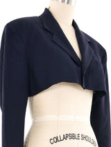 Yohji Yamamoto Navy Cropped Blazer Jacket arcadeshops.com