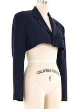 Yohji Yamamoto Navy Cropped Blazer Jacket arcadeshops.com