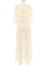 Cream Lace Ruffle Crochet Maxi Dress Dress arcadeshops.com