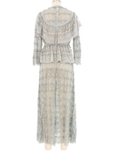 Grey Lace Ruffle Crochet Maxi Dress Dress arcadeshops.com