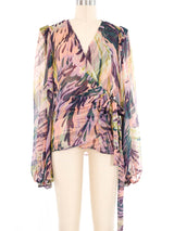 Missoni Wide Sleeve Printed Chiffon Wrap Top Top arcadeshops.com