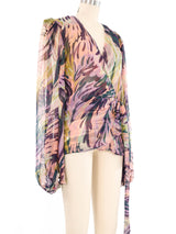 Missoni Wide Sleeve Printed Chiffon Wrap Top Top arcadeshops.com