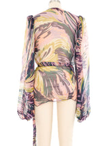 Missoni Wide Sleeve Printed Chiffon Wrap Top Top arcadeshops.com