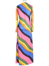 1970s Rainbow Op Art Jersey Dress Dress arcadeshops.com