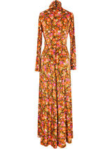 1970s Velvet Floral Maxi Dress Dress arcadeshops.com