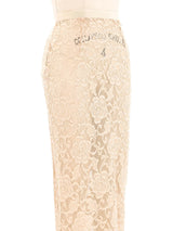 1996 Dolce & Gabbana Nude Lace Midi Skirt Bottom arcadeshops.com
