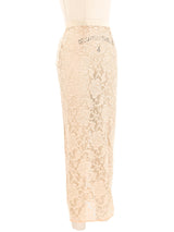 1996 Dolce & Gabbana Nude Lace Midi Skirt Bottom arcadeshops.com