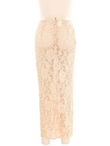 1996 Dolce & Gabbana Nude Lace Midi Skirt Bottom arcadeshops.com