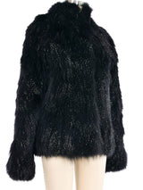 Escada Metallic Black Fur Jacket Outerwear arcadeshops.com