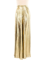 Gold Lame Wide Leg Pants Bottom arcadeshops.com