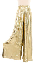 Gold Lame Wide Leg Pants Bottom arcadeshops.com