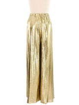 Gold Lame Wide Leg Pants Bottom arcadeshops.com