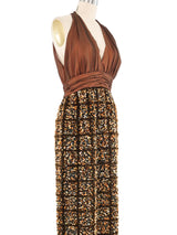 1970s Alfred Bosand Feather Trimmed Tweed Gown Dress arcadeshops.com