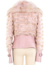 Pink Fur Trimmed Ostrich Leather Jacket Jacket arcadeshops.com