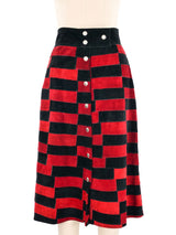 1970s Checkered Suede Midi Skirt Bottom arcadeshops.com