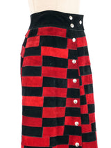 1970s Checkered Suede Midi Skirt Bottom arcadeshops.com