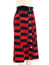 1970s Checkered Suede Midi Skirt Bottom arcadeshops.com