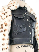 1970s Faux Fur Trimmed Leather Jacket Jacket arcadeshops.com