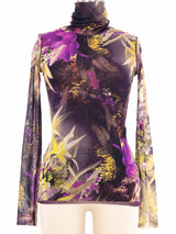Jean Paul Gaultier Palm Printed Mesh Top Top arcadeshops.com
