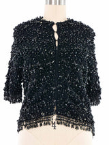 1960s Beaded Fringed Knit Top Top arcadeshops.com