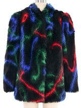 1980s Rainbow Faux Fur Coat Outerwear arcadeshops.com