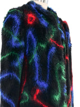1980s Rainbow Faux Fur Coat Outerwear arcadeshops.com